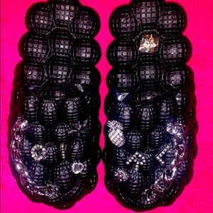 I’m selling a letter & chain decor bubble work clogs